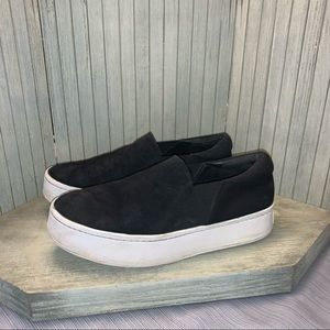 Vince Black Suede and White Rubber Platform Slip On Sneakers 9